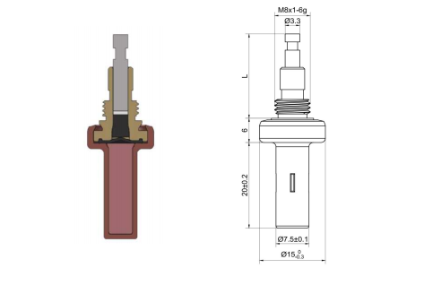 Wax thermostatic element Cross-section